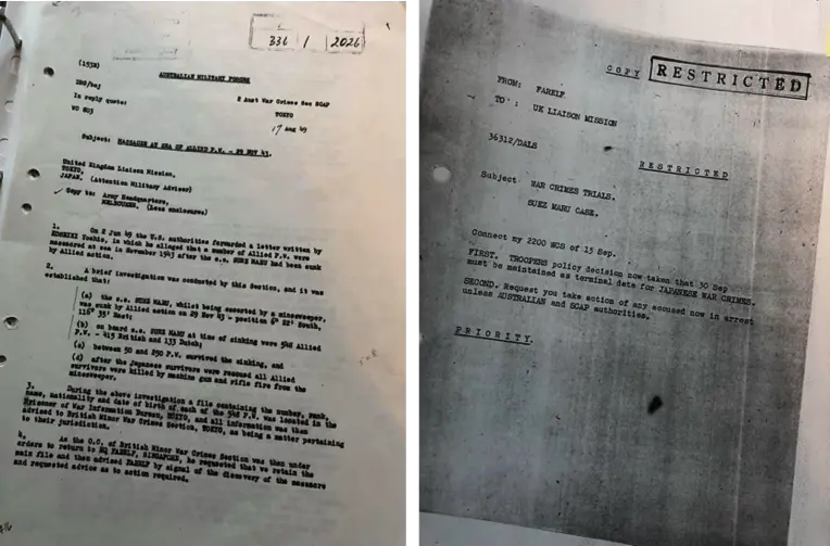 Documents from the Suez Maru War Crime Investigation